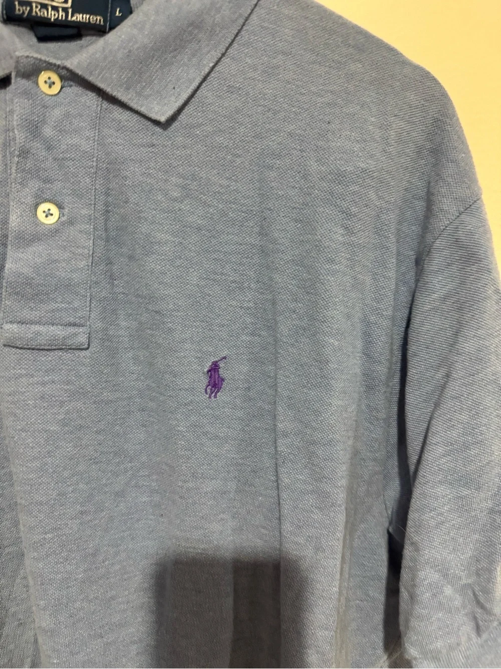 Polo Ralph Lauren Custom Fit Polo Shirt Mens LG Blue Short Sleeve